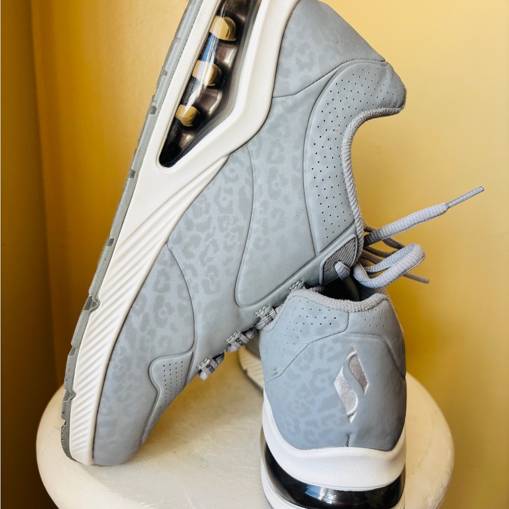 Skechers Women’s Gray Leopard Print Air Cushion Sneakers - Picture 9 of 11